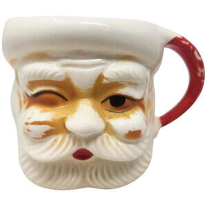 Vintage Norcrest Winking Santa Claus Christmas Mug Cup MADE IN JAPAN